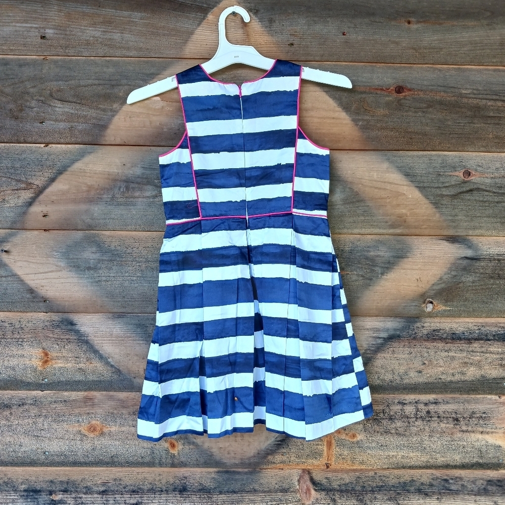 Isaac Mizrahi New York Navy White Stripe Sleeveless Fit &‎ Flare Dress Girls 8 - Picture 3 of 5